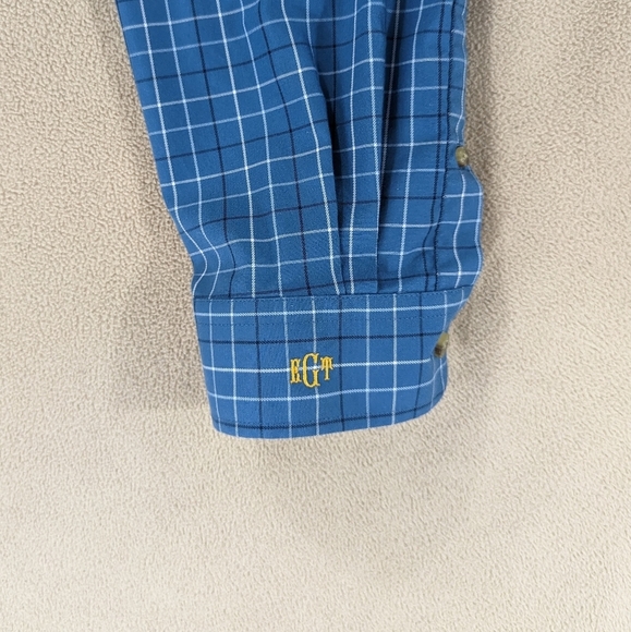 L.L. Bean Dress Shirt Men's XL Extra Large Blue White Checkered Traditional Fit - Picture 7 of 7